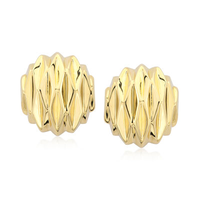 C. 1980 Vintage 18kt Yellow Gold Geometric Button Earrings