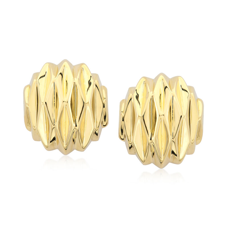 C. 1980 Vintage 18kt Yellow Gold Geometric Button Earrings  image number 0