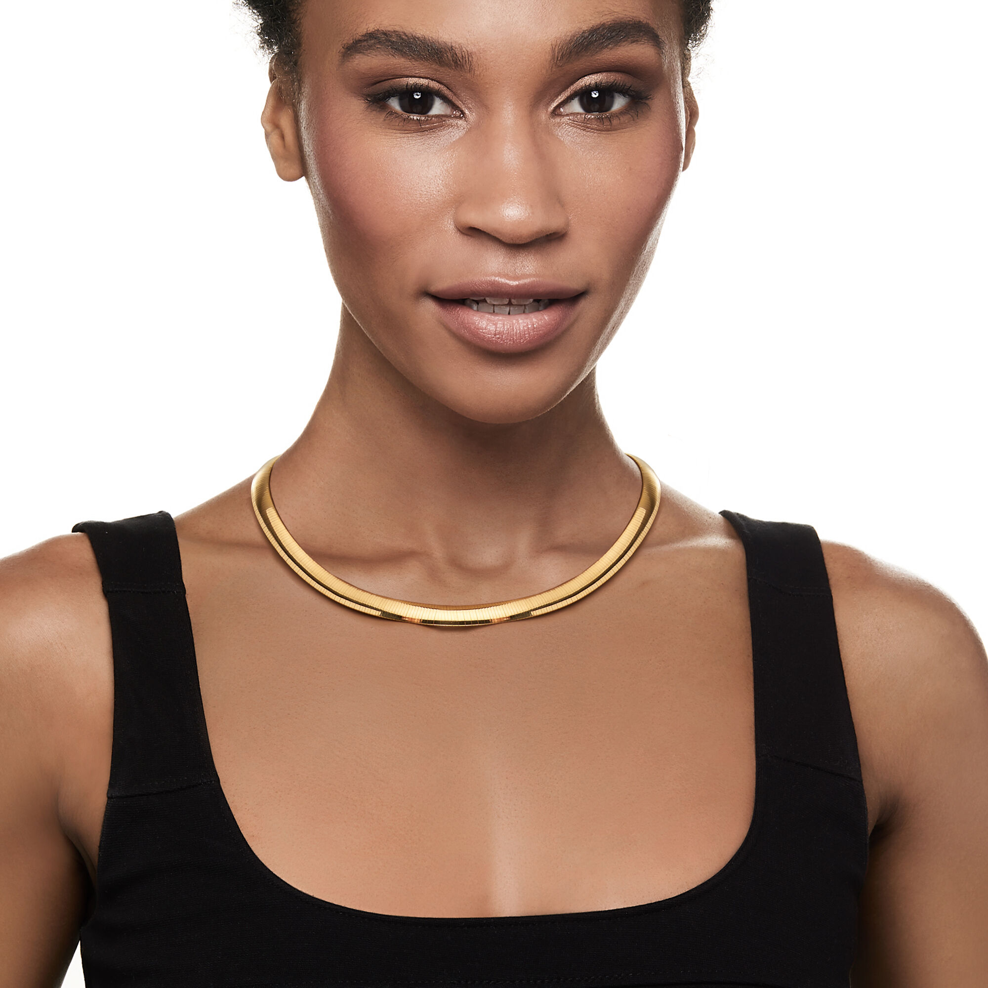 Italian 8mm 14kt Yellow Gold Domed Omega Necklace