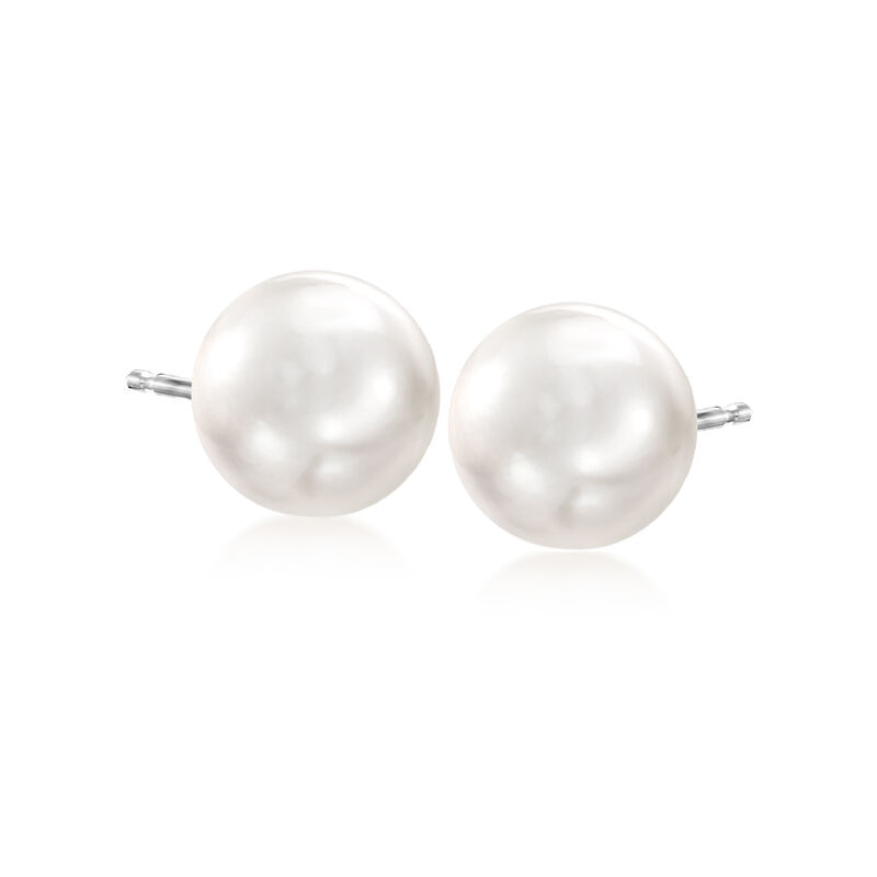 9.5-10mm Cultured Pearl Stud Earrings in 14kt White Gold  image number 0