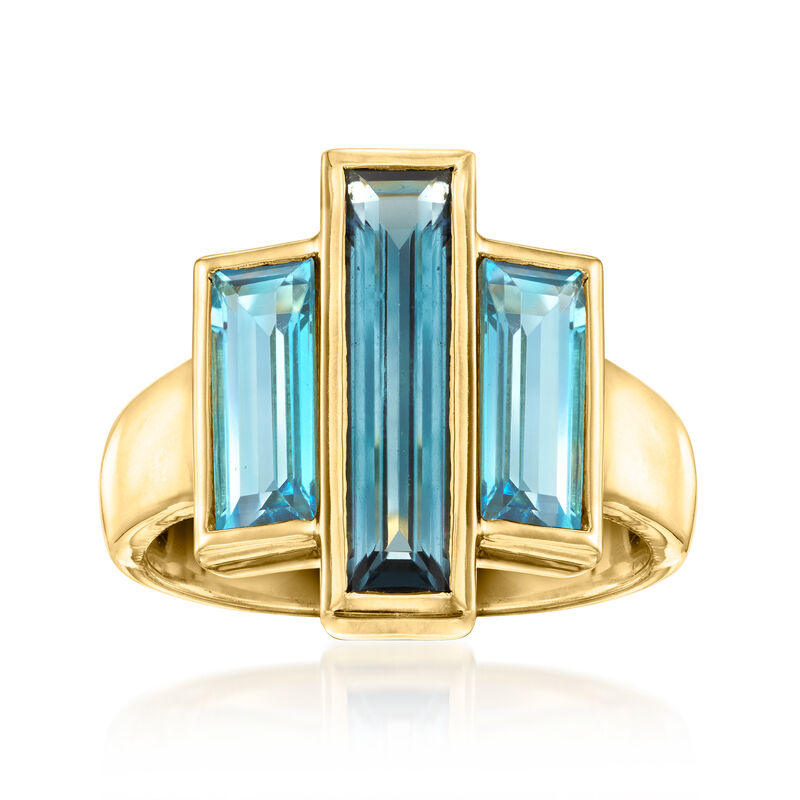 4.80 ct. t.w. Swiss and London Blue Topaz Ring in 18kt Gold Over Sterling image number 0