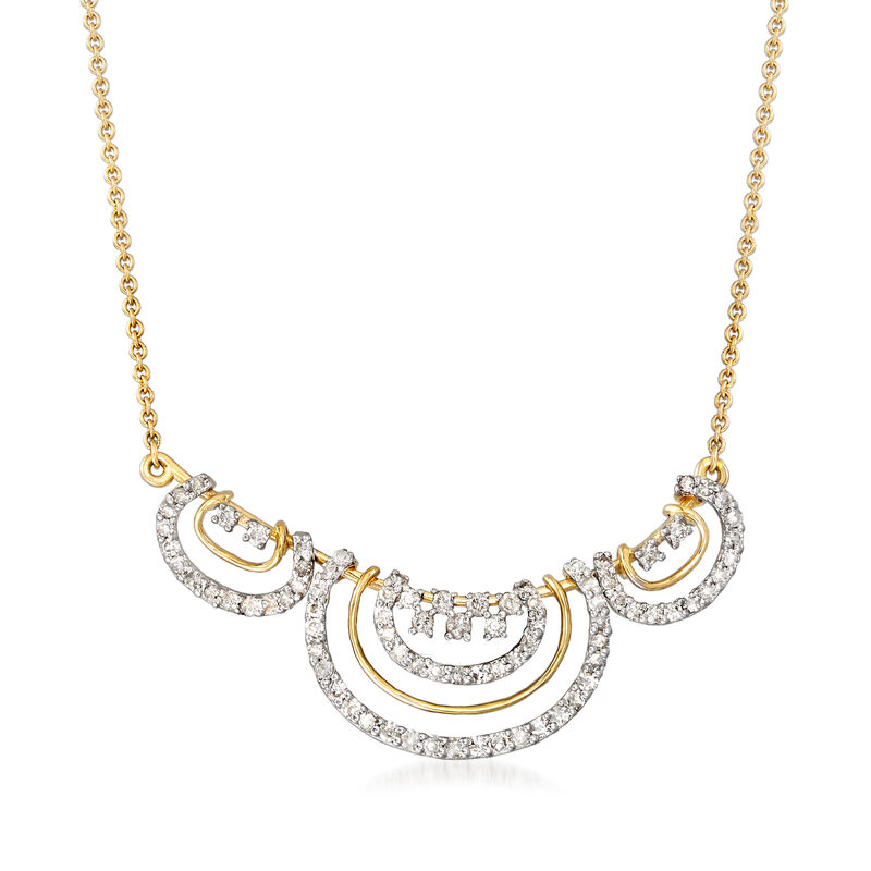 .55 ct. t.w. Diamond Curved Bar Open-Space Necklace in 14kt Yellow Gold image number 0