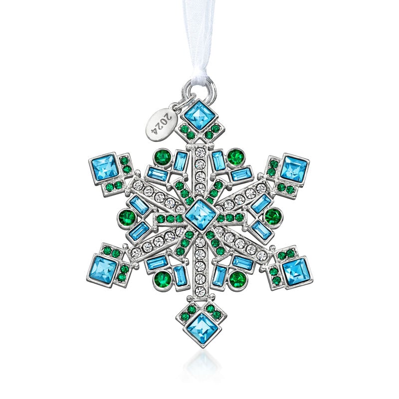 Ross-Simons 2024 Annual Multicolored Crystal Christmas Jewels Snowflake Ornament - 14th Edition image number 0