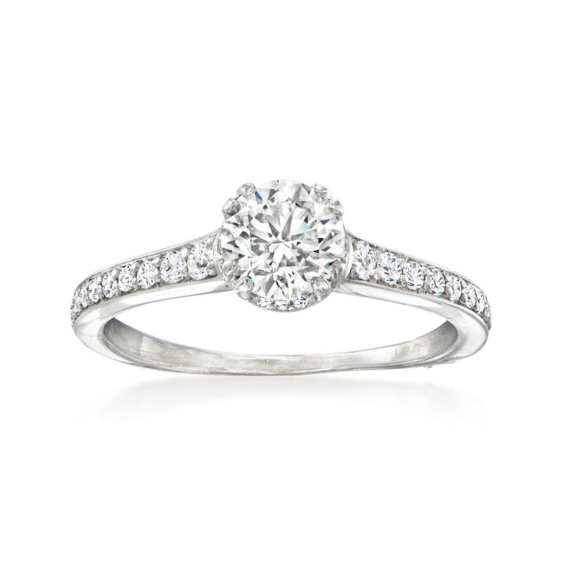 C. 2000 Vintage .71 Carat Certified Diamond Ring with .35 ct. t.w. Diamonds in Platinum. Size 5 image number 0