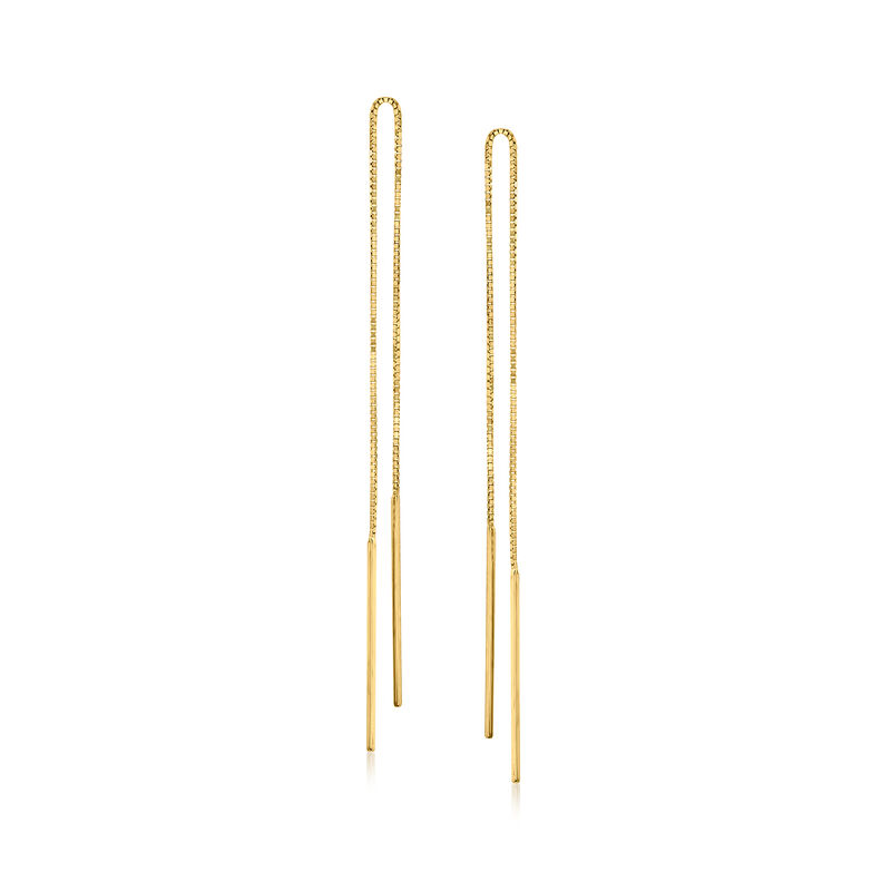 14kt Yellow Gold Linear Bar Drop Threader Earrings  image number 0