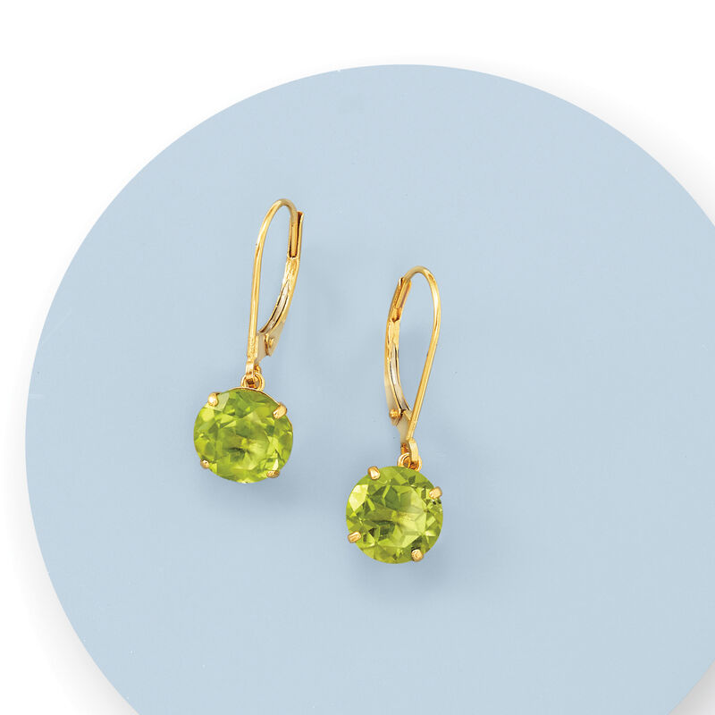 3.90 ct. t.w. Peridot Drop Earrings in 14kt Yellow Gold image number 2