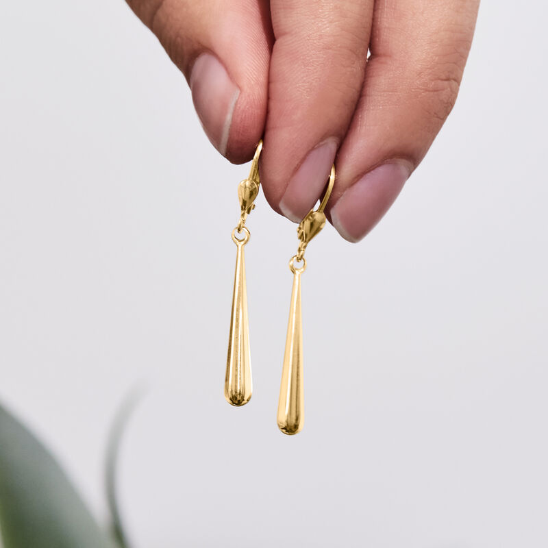 10kt Yellow Gold Elongated Teardrop Earrings   image number 2