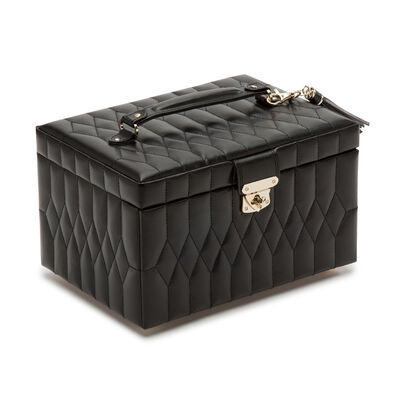 WOLF &quot;Caroline&quot; Black Leather Medium Jewelry Box