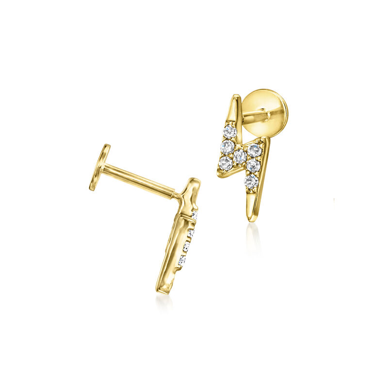 .10 ct. t.w. Diamond Lightning Bolt Flat-Back Stud Earrings in 14kt Yellow Gold image number 2