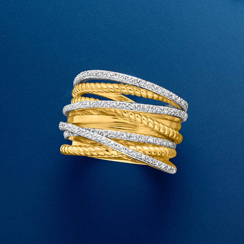 .25 ct. t.w. Diamond Highway Ring in 18kt Yellow Gold Over Sterling Silver image number 3