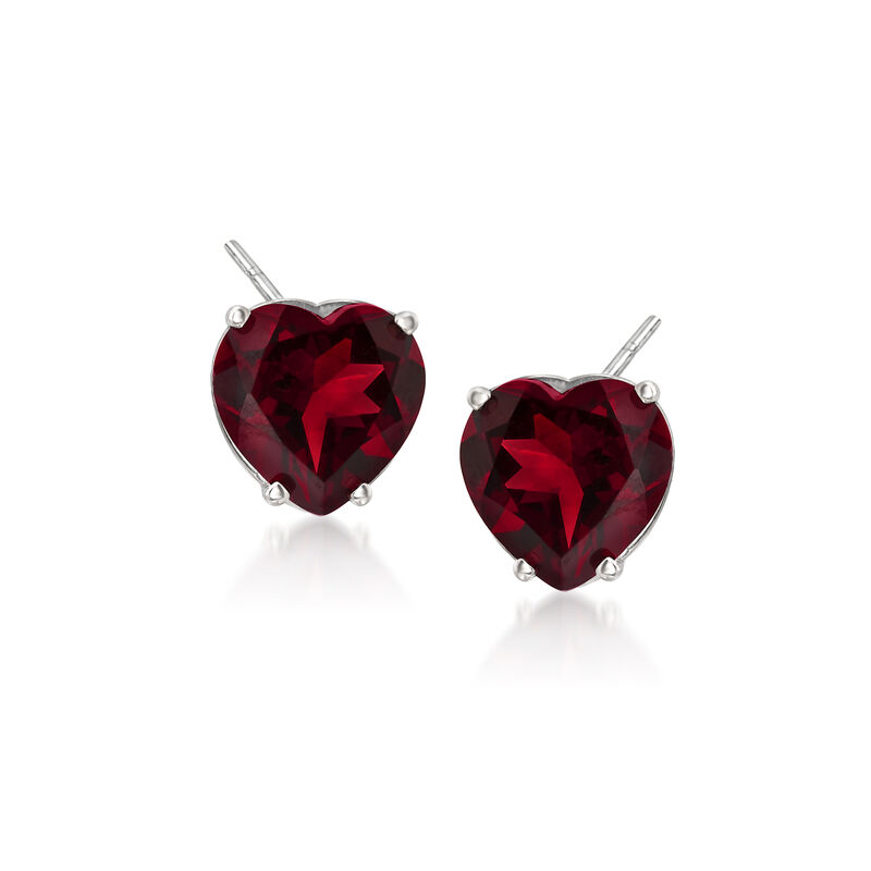 4.00 ct. t.w. Garnet Heart Stud Earrings in 14kt White Gold image number 0