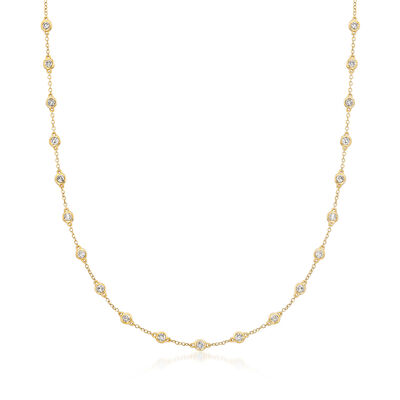 2.00 ct. t.w. Bezel-Set Diamond Station Necklace in 14kt Yellow Gold