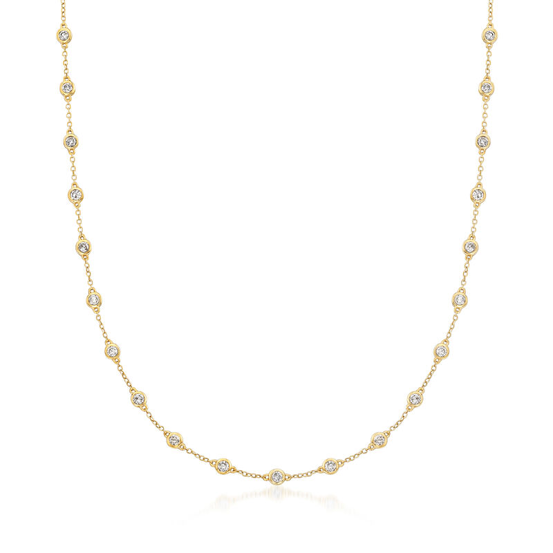 2.00 ct. t.w. Bezel-Set Diamond Station Necklace in 14kt Yellow Gold image number 0