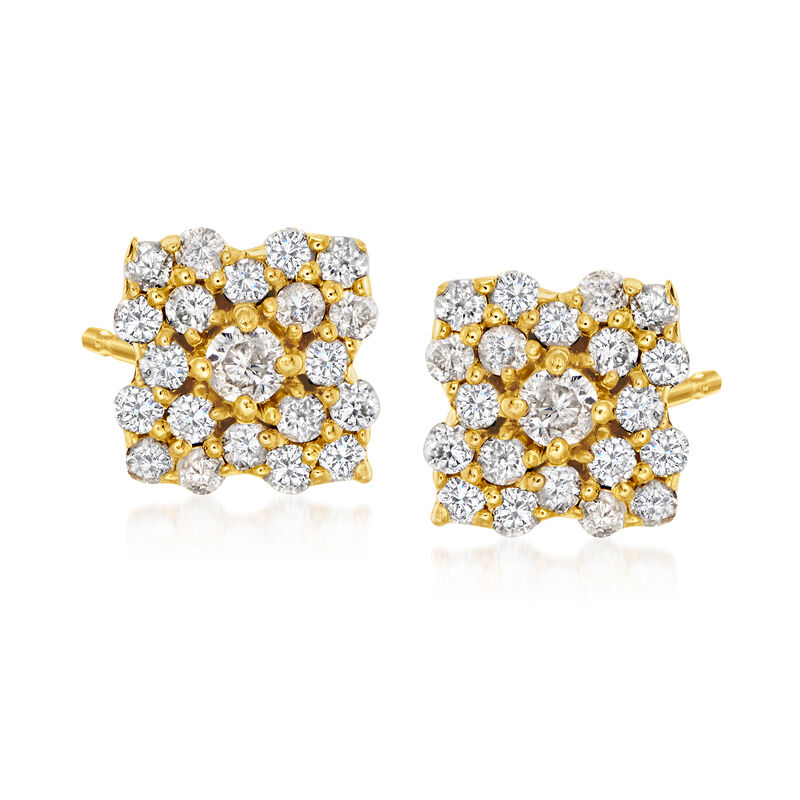 .40 ct. t.w. Diamond Flower Stud Earrings in 18kt Gold Over Sterling image number 0