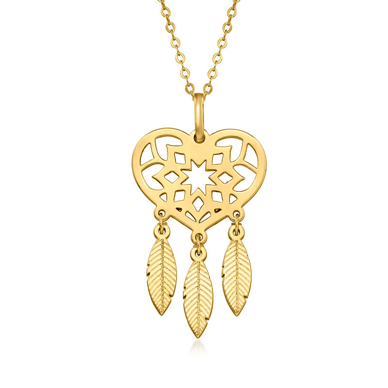 Italian 14kt Yellow Gold Heart Dreamcatcher Pendant Necklace image number 0