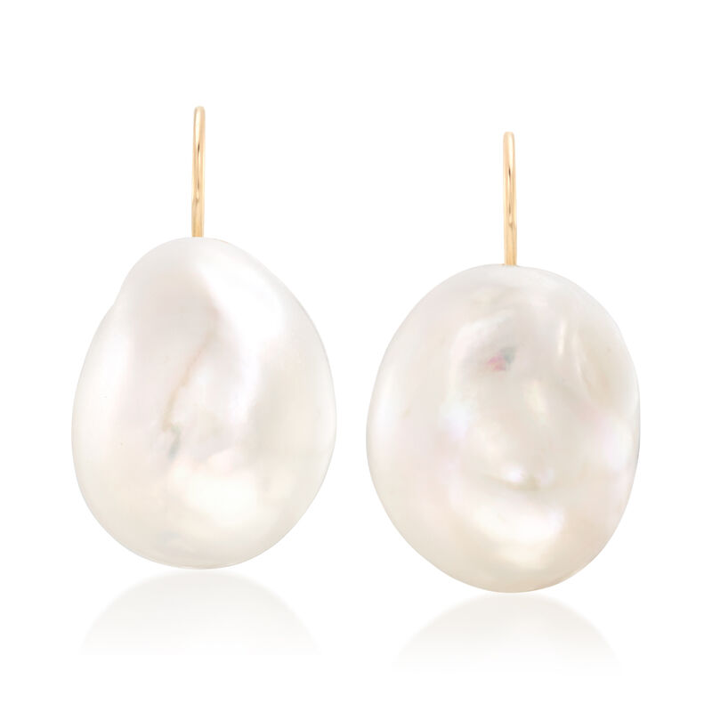 13-14mm Cultured Baroque Pearl Drop Earrings in 14kt Yellow Gold image number 0