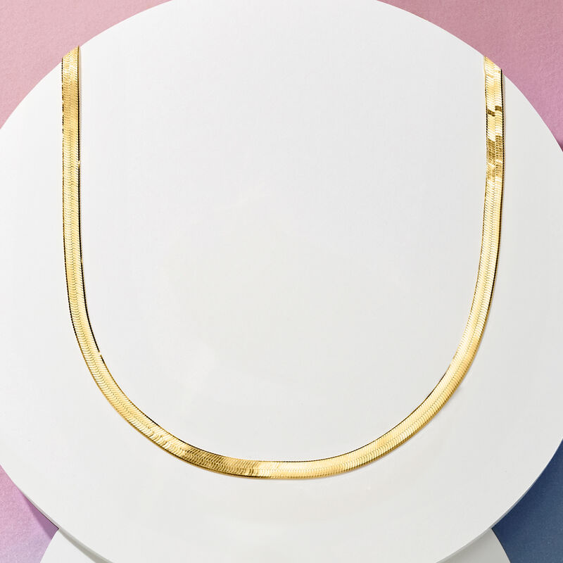 Italian 3.5mm 18kt Gold Vermeil Herringbone Necklace. 16&quot; image number 4