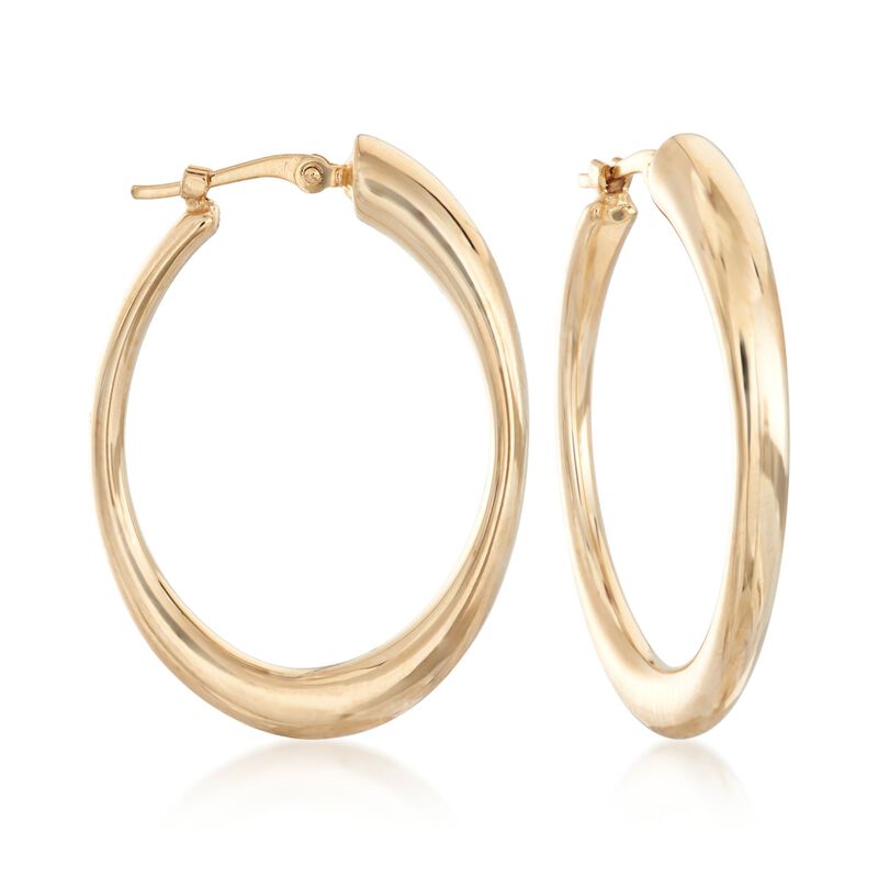 14kt Yellow Gold Oval Hoop Earrings image number 0