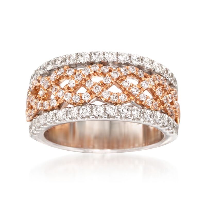 1.00 ct. t.w. Diamond Braided Band Ring in 14kt Two-Tone Gold. Size 6.5 image number 0