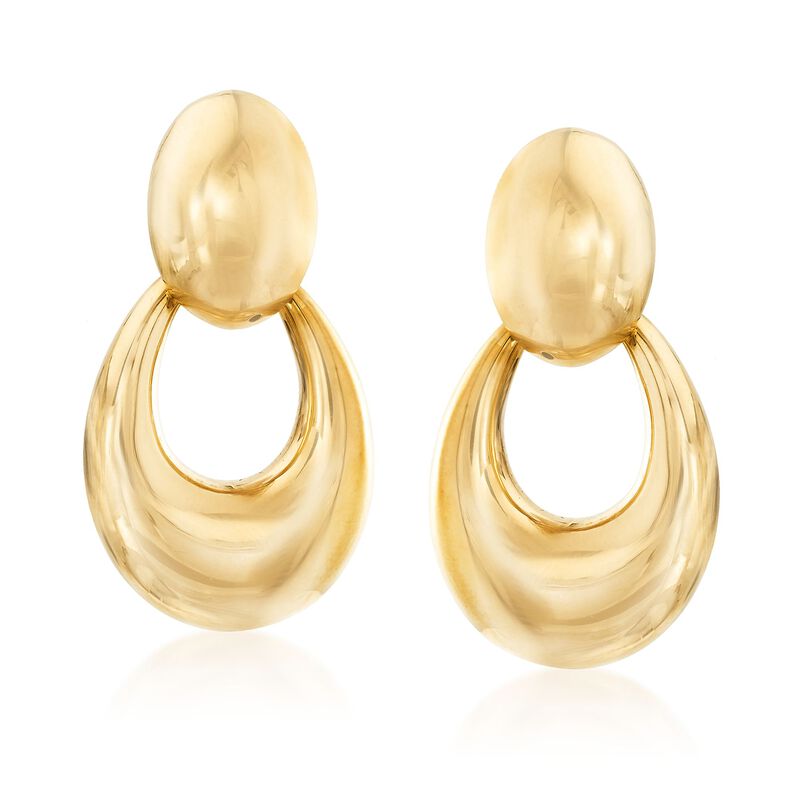 Italian 18kt Yellow Gold Jewelry Set: Oval Earrings and Open-Space Oval Jackets image number 0