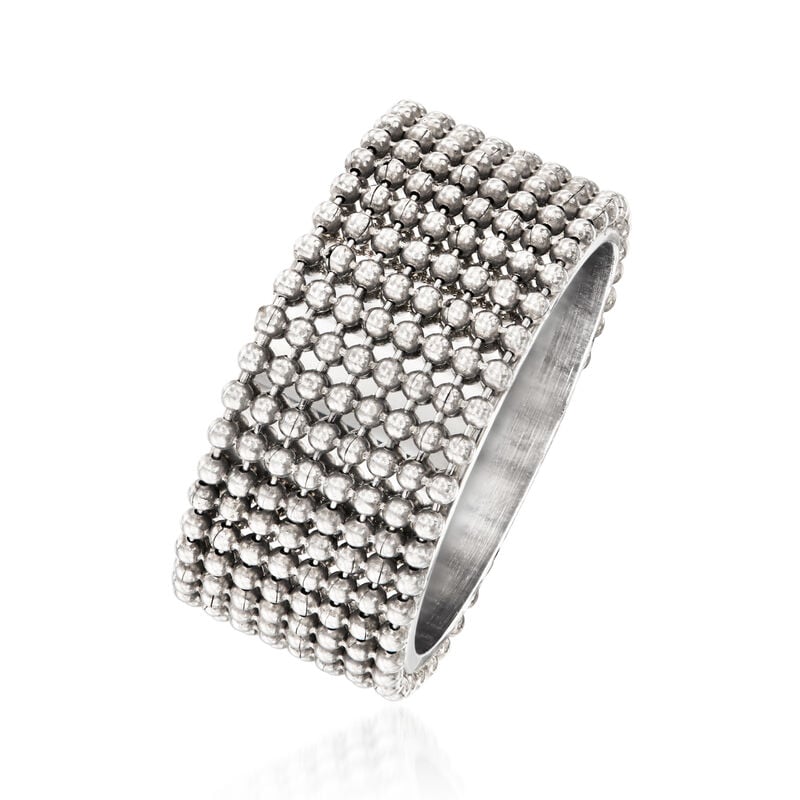 Italian Sterling Silver Multi-Row Bead Ring image number 2