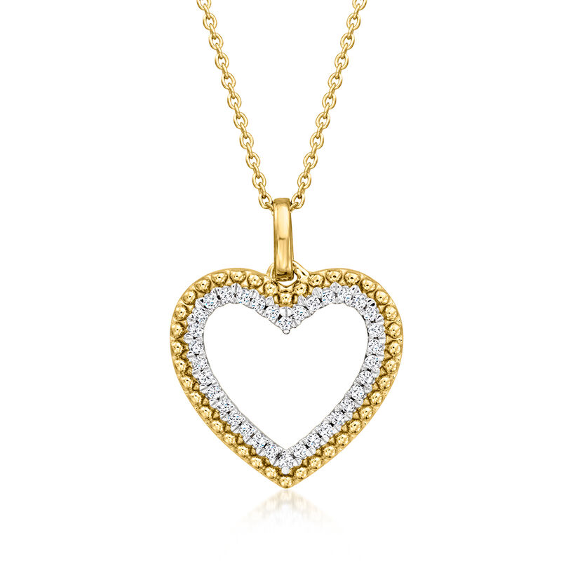 .25 ct. t.w. Diamond Beaded Heart Pendant Necklace in 18kt Gold Over Sterling image number 0