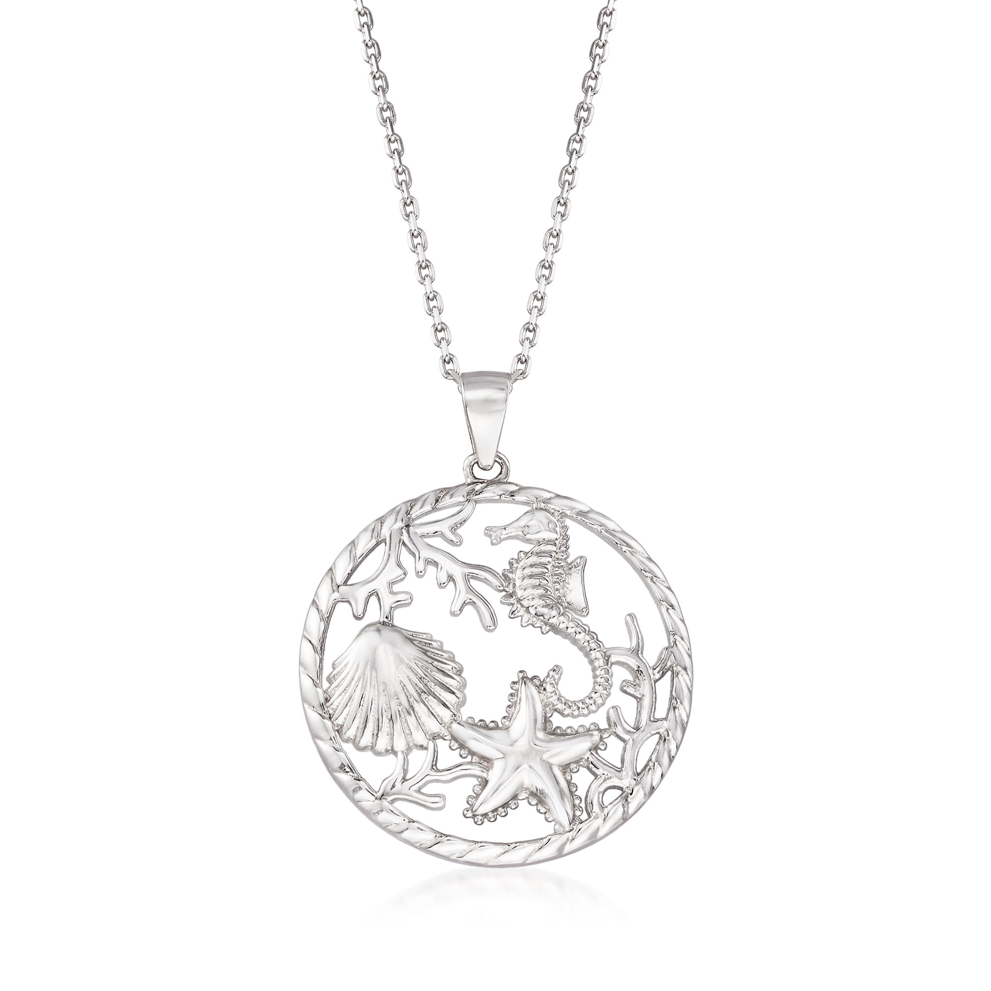 Sterling Silver Sea Life Pendant Necklace
