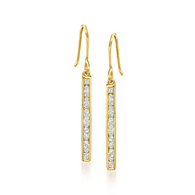 .25 ct. t.w. Lab-Grown Diamond Linear Bar Drop Earrings in 18kt Gold Over Sterling