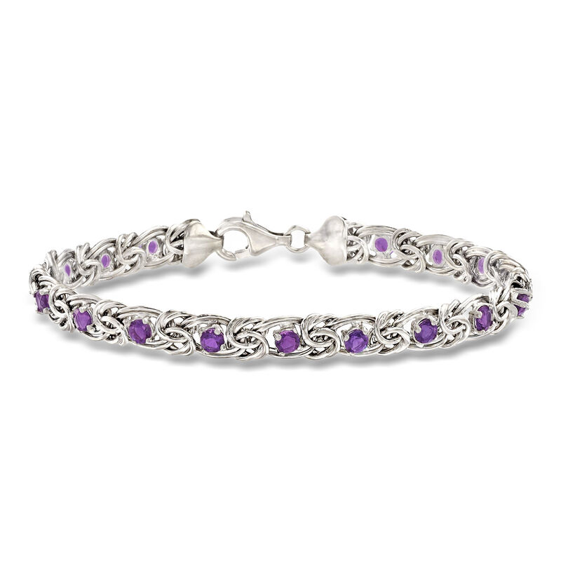 1.80 ct. t.w. Amethyst Byzantine Bracelet in Sterling Silver image number 0
