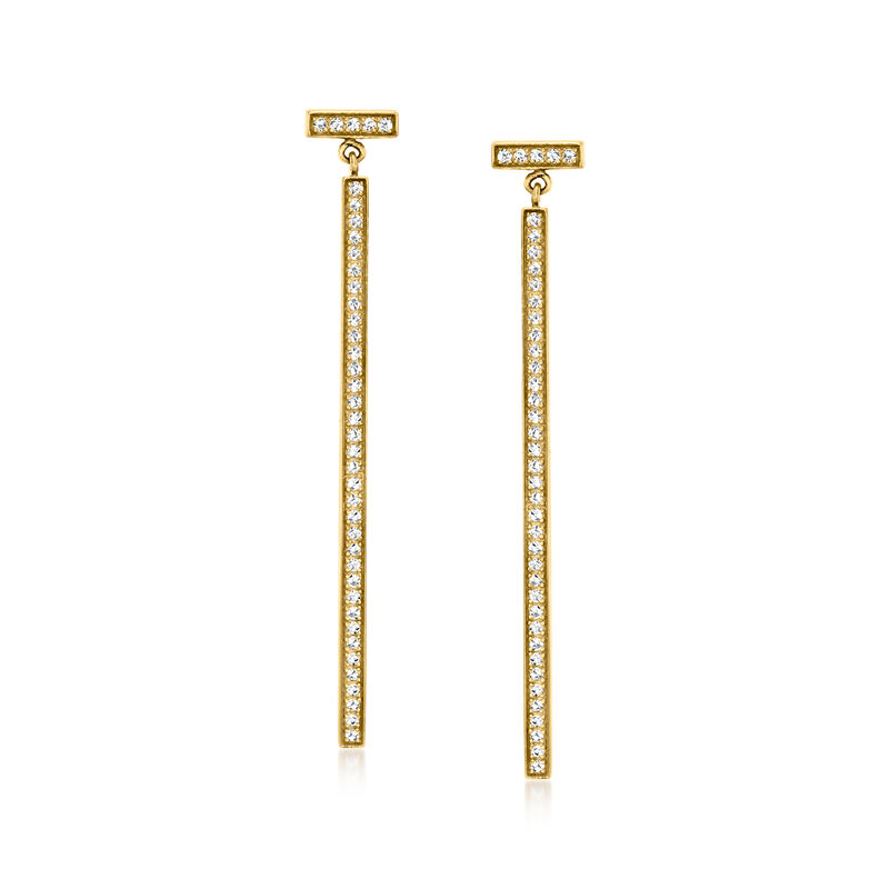 C. 2000 Vintage Tiffany Jewelry &quot;Tiffany T&quot; .20 ct. t.w. Diamond Linear Drop Earrings in 18kt Yellow Gold image number 0
