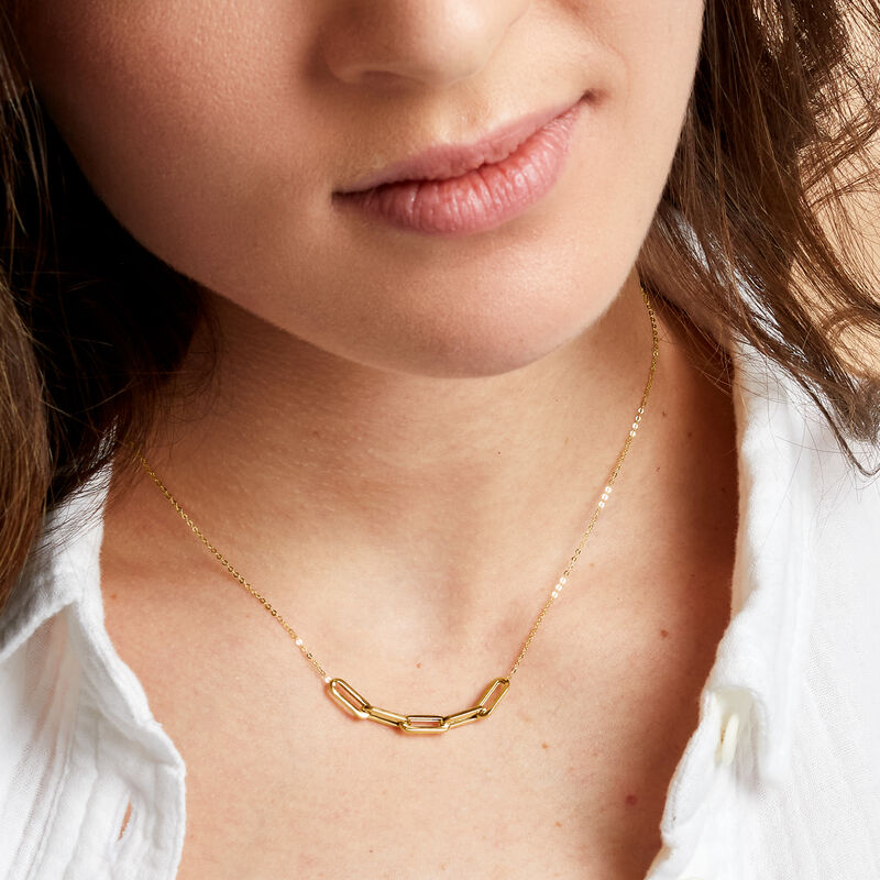 Italian 14kt Yellow Gold Paper Clip Link Center Necklace image number 3