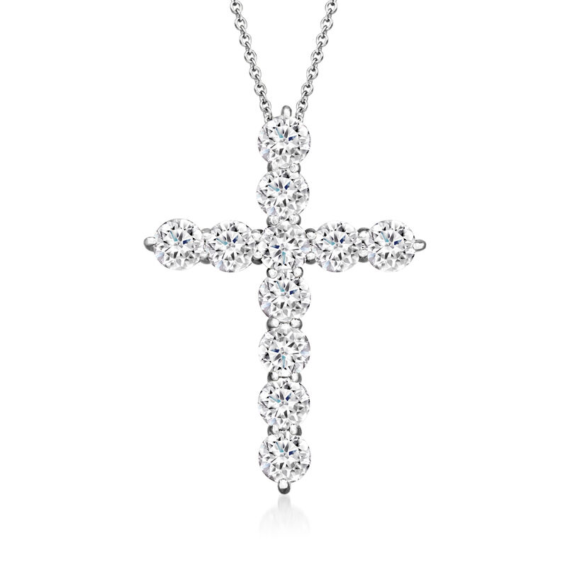 3.00 ct. t.w. Lab-Grown Diamond Cross Pendant Necklace in 14kt White Gold image number 0