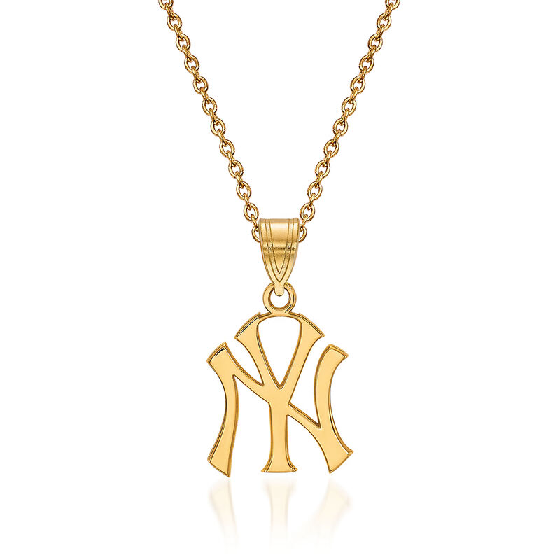 14kt Yellow Gold MLB New York Yankees Pendant Necklace. 18&quot; image number 0