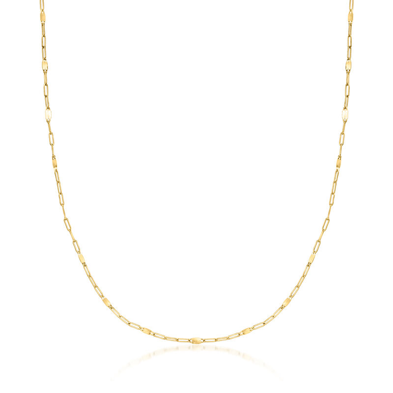 Italian 14kt Yellow Gold Lumachina and Paper Clip Link Necklace. 16" image number 0