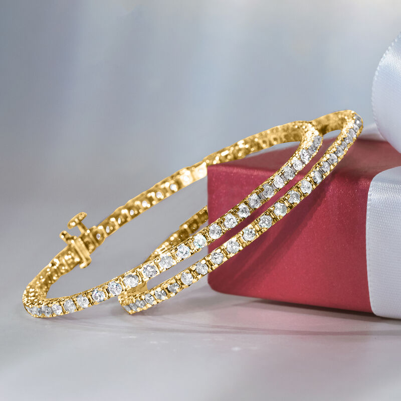 3.00 ct. t.w. Diamond Tennis Bracelet in 18kt Gold Over Sterling image number 2