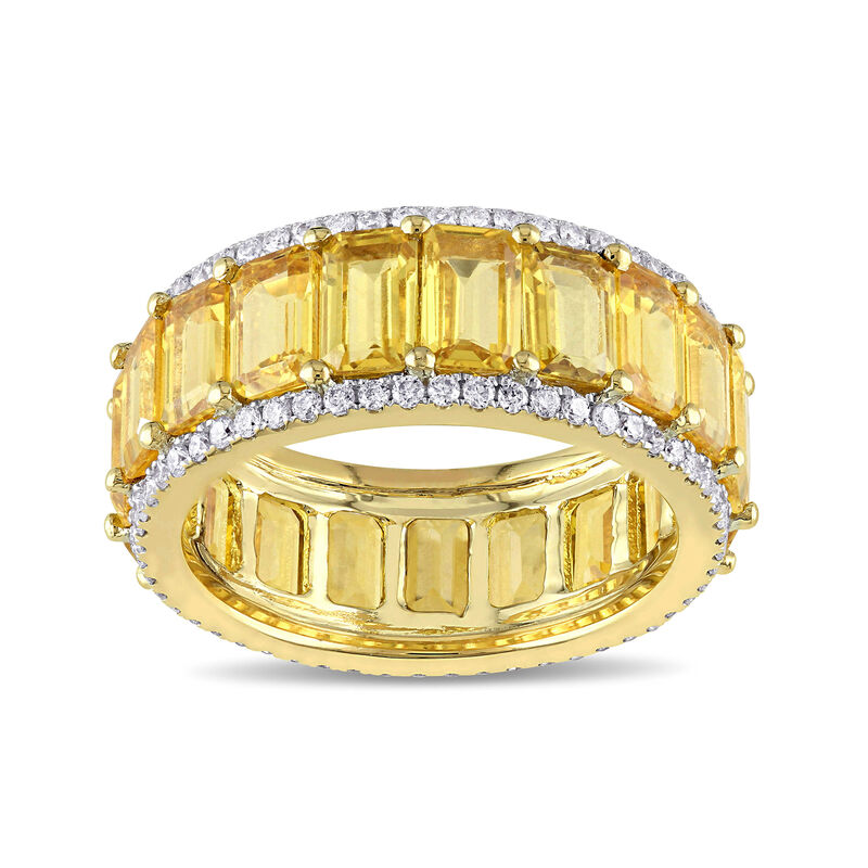 10.00 ct. t.w. Yellow Sapphire and .64 ct. t.w. Diamond Eternity Band in 14kt Yellow Gold image number 0