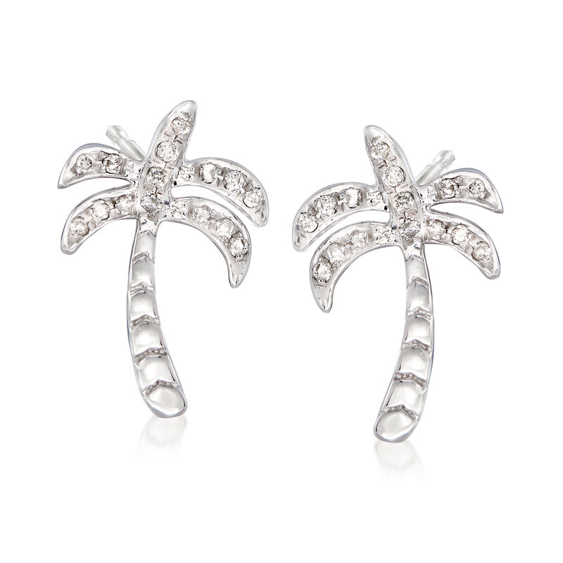 .10 ct. t.w. Diamond Palm Tree Stud Earrings in Sterling Silver image number 0