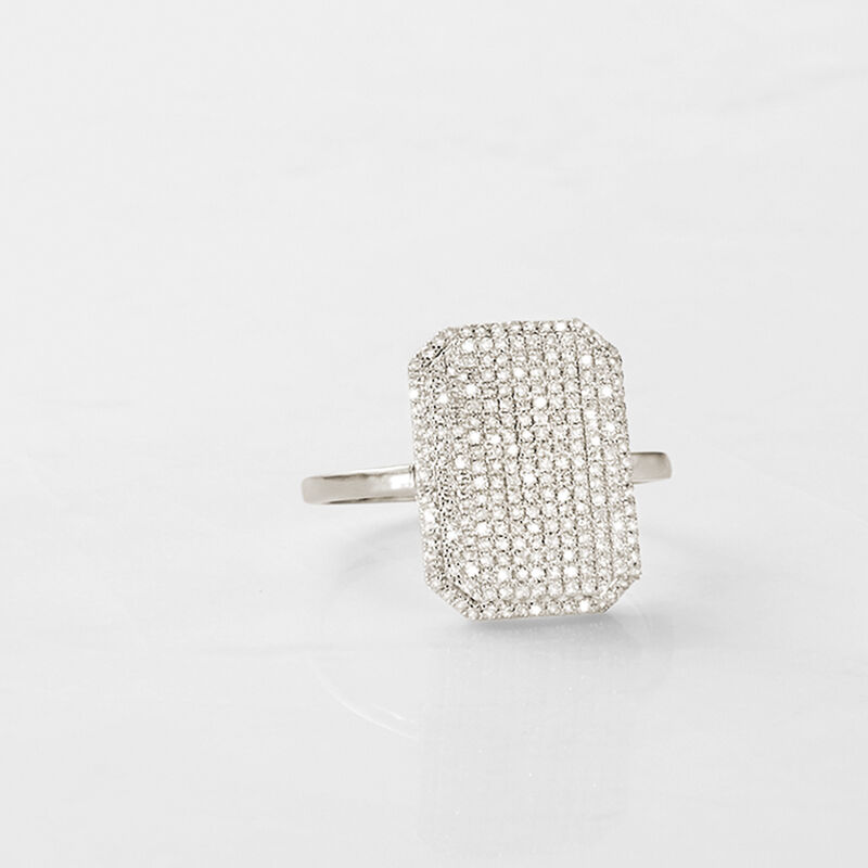 .33 ct. t.w. Pave Diamond Rectangle Ring in 14kt White Gold image number 5