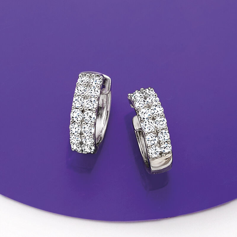1.00 ct. t.w. Diamond Huggie Hoop Earrings in Sterling Silver. 1/2&quot; image number 2