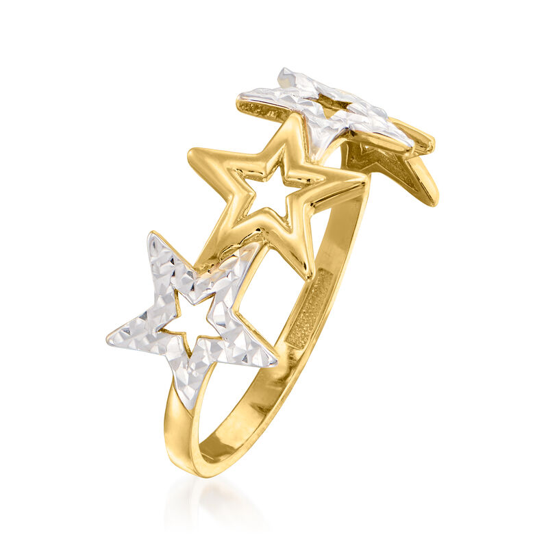 14kt Two-Tone Gold Star Ring. Size 7 image number 2
