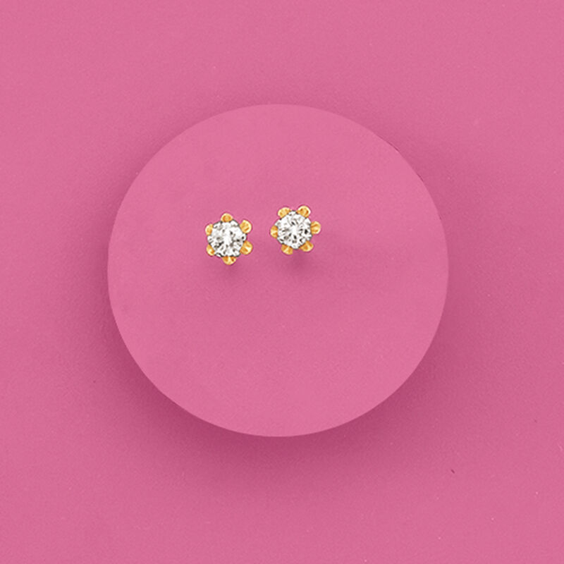 Child's Diamond Stud Earrings in 14kt Yellow Gold image number 2