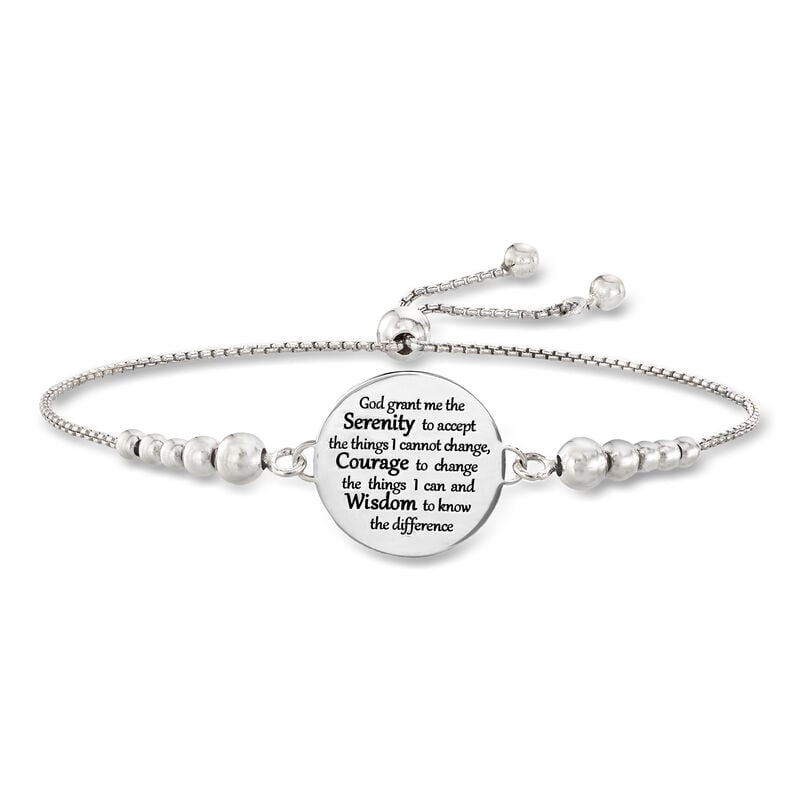 Italian Sterling Silver "Serenity Prayer" Bolo Bracelet image number 0