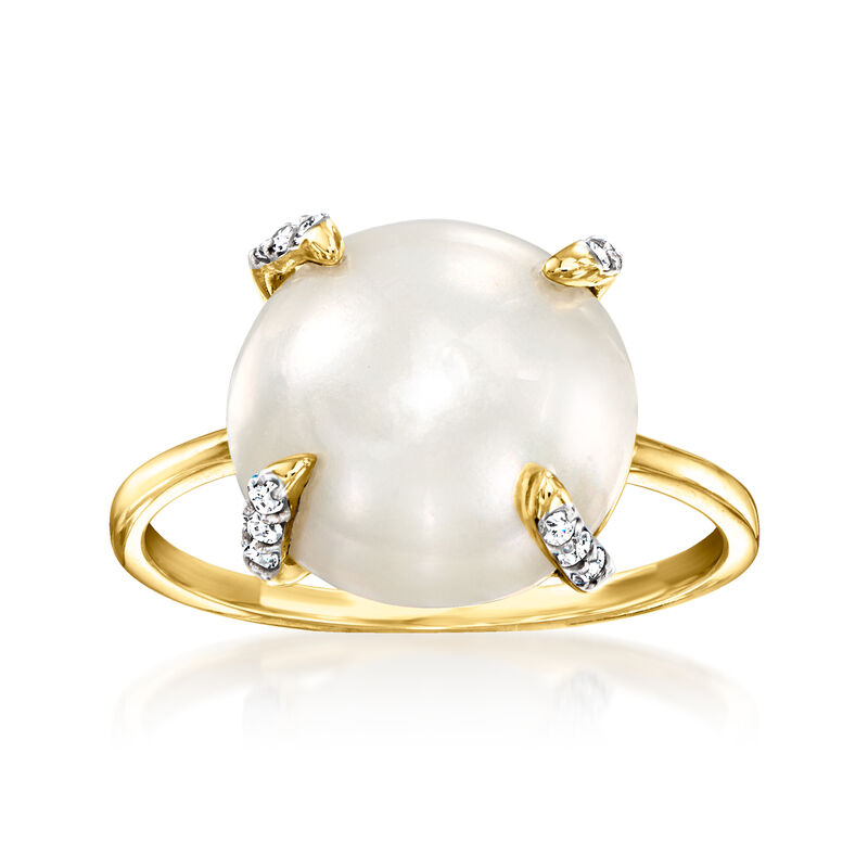 12-12.5mm Cultured Mabe Pearl and .10 ct. t.w. Diamond Ring in 14kt Yellow Gold image number 0