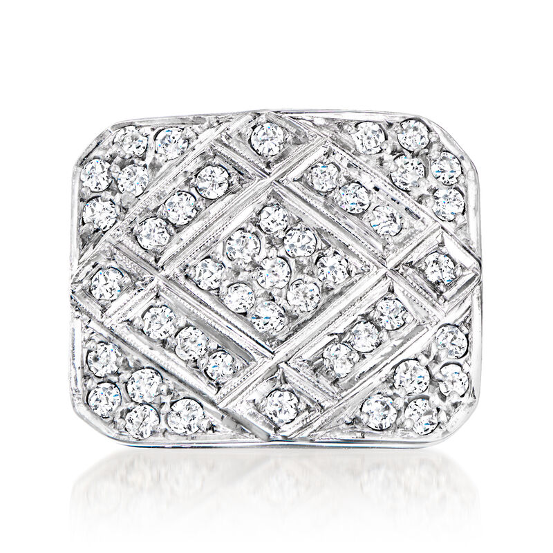 C. 1970 Vintage 1.10 ct. t.w. Diamond Square-Top Ring in 18kt White Gold. Size 6.5 image number 0