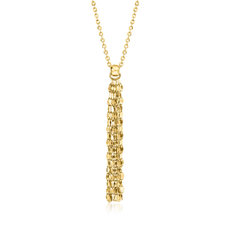 Italian 14kt Yellow Gold Lumachina-Chain Tassel Necklace image number 0