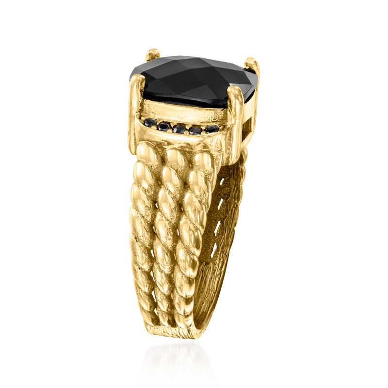 Onyx and .20 ct. t.w. Black Spinel Ring in 18kt Gold Over Sterling image number 2
