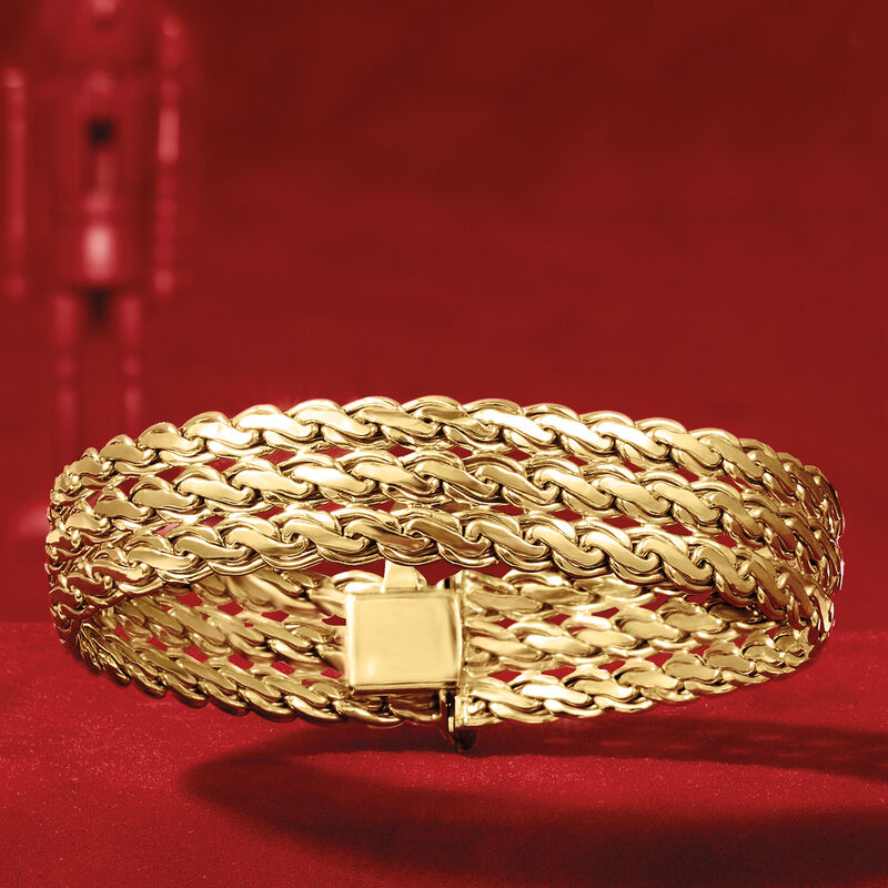 14kt Yellow Gold Three-Row Serpentine-Link Bracelet image number 5