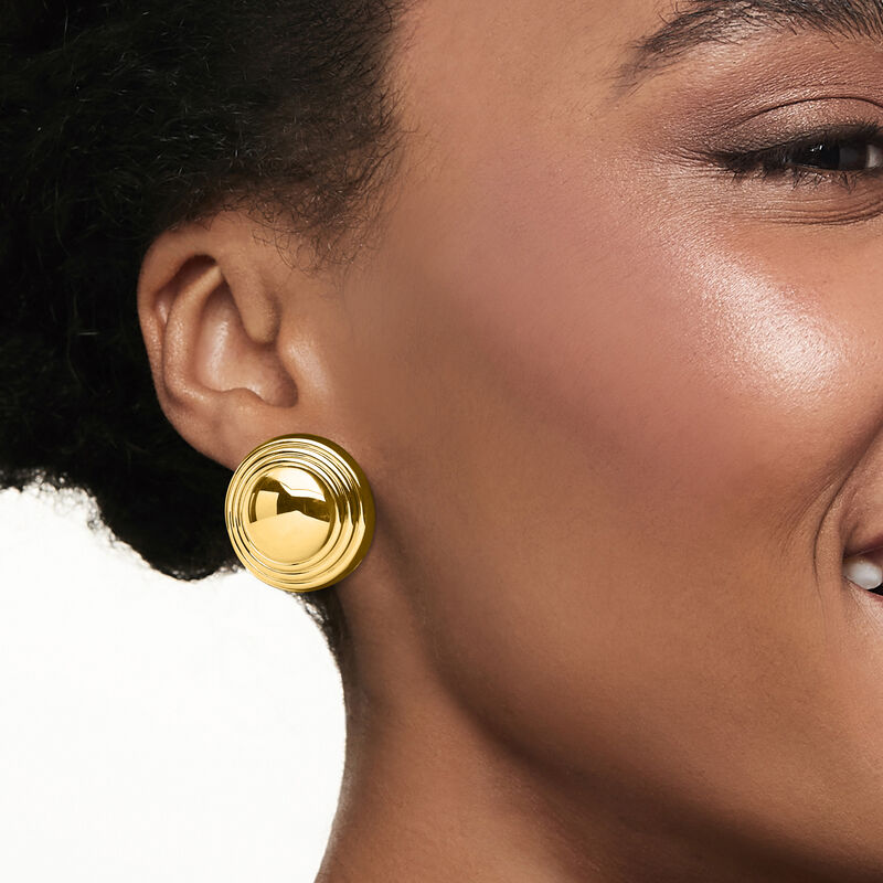 Italian 18kt Gold Over Sterling Button Earrings  image number 1
