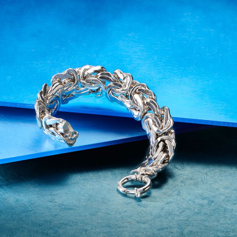 Sterling Silver Wide Byzantine Bracelet image number 3