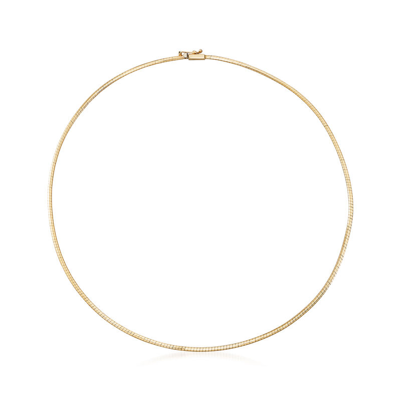 Italian 2mm 14kt Yellow Gold Omega Necklace image number 0